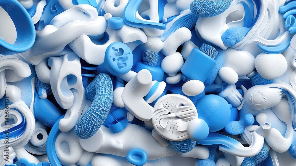 Poster abstract healthcare-themed gradient with dna and molecular patterns in light blue and white tones