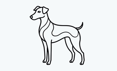 Dog one line drawing, Dog continuous one line art drawing of outline, vector illustration