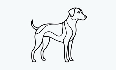Dog one line drawing, Dog continuous one line art drawing of outline, vector illustration