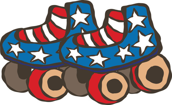 America Retro Roller skate on independence day