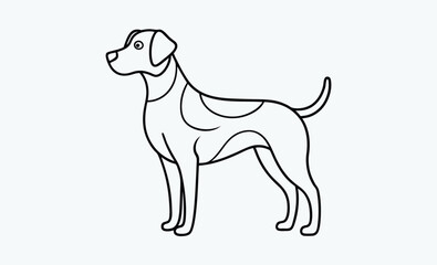 Dog one line drawing, Dog continuous one line art drawing of outline, vector illustration
