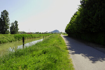 View over the Euganean Hills towards Monselice, Veneto, Italy