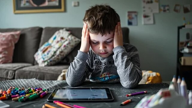Explore the poignant moment of a child facing challenges with technology. This video captures the essence of childhood emotions during digital interactions. AI