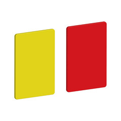 Yellow and red cards. 3d Penalty cards, means of warning, reprimanding or penalising. Referee yellow and red cards for sport, football, basketball, soccer competitions. 