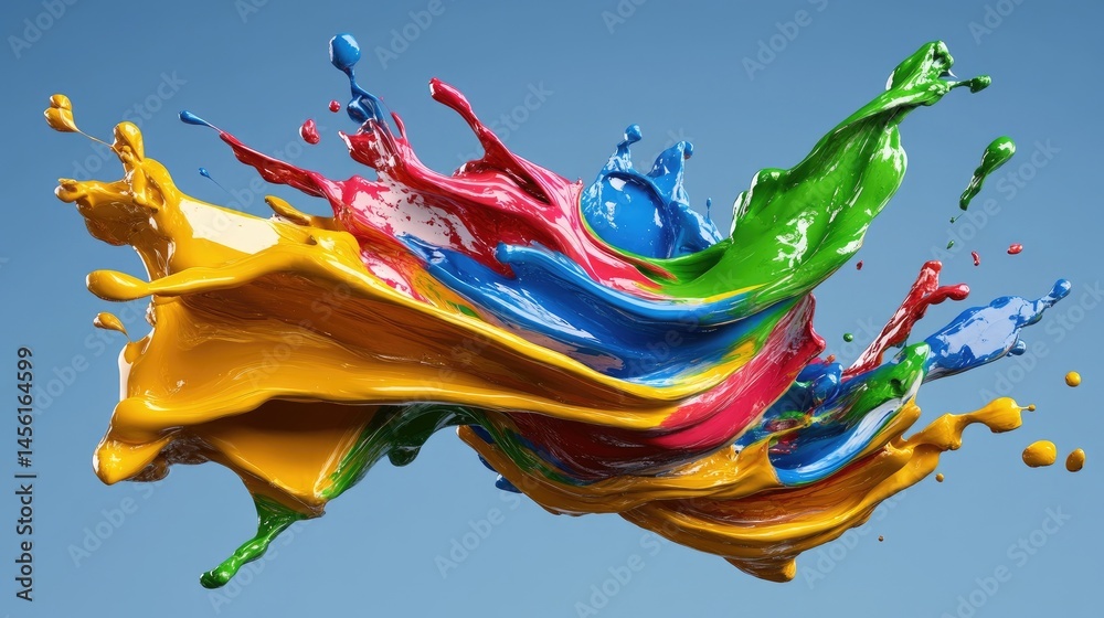 Aufkleber 3d colorful paint wave spiraling in air, futuristic art splash against soft gradient background