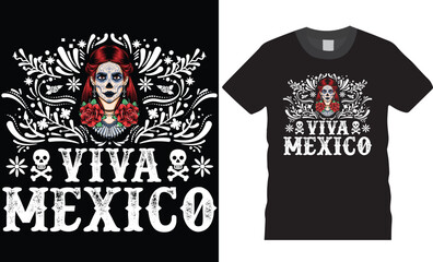 Viva mexico. Day of the dead typography graphic printed t-shirt design.