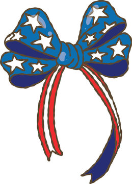 4th of July Ribbon Hand-drawn