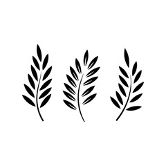 Fototapeta premium Olive branch silhouette vector flat illustration design.
