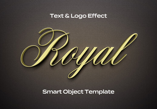 Rich Gold Black Text Logo Style Effect Mockup Logotype Template Shape