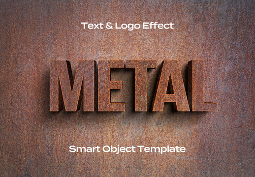 Metal Sign Chrome Steel Text Logo Style Effect Mockup Logotype Template Shape