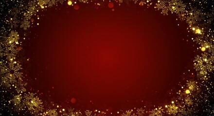 Festive Snowflakes and Bokeh Lights on Red Holiday Background