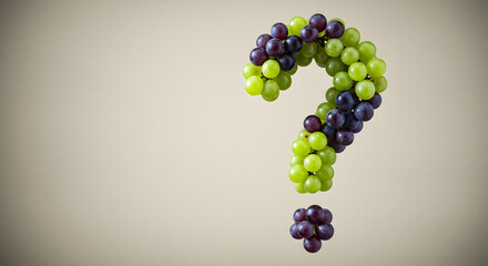 Question Mark Created From Fresh Grapes Against Neutral Background