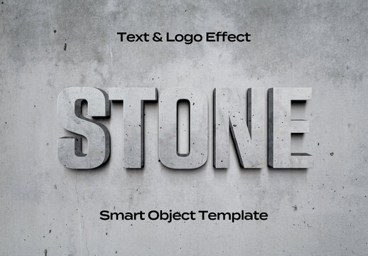Concrete Texture Stone 3D Text Logo Style Effect Mockup Logotype Template Shape