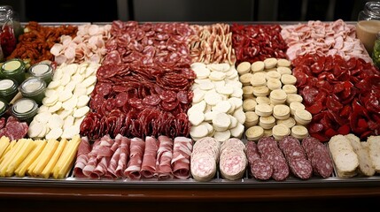 Delicious Charcuterie Board, Assorted Meats, Cheeses, and Crackers