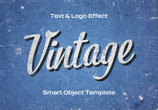 Vintage Retro Old Text Logo Style Effect Mockup Logotype Template Shape