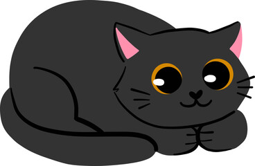 Black Cat in Relaxed Lying Pose