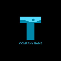 T letter water pool business logo design