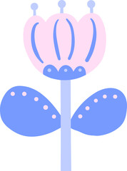 Cute single cartoon flower, botanical concept
