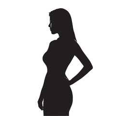 Vector silhouette set of woman on white background