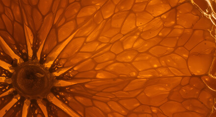 Vibrant Citrus: Abstract Interior Of An Orange Slice Translucent Background