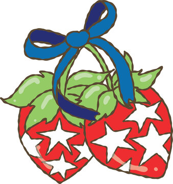4th of July Strawberry PNG, Patriotic Bow Sublimation Design