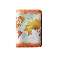 Obraz premium Travel passport cover with world map design, isolated on white background