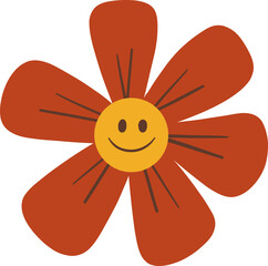 Hippie groovy flower power with a smiley face design