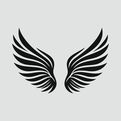 Symmetrical open wings clean silhouette vector illustration