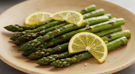 Roasted Asparagus With Lemon Slices A Gourmet Vegetarian Side Dish