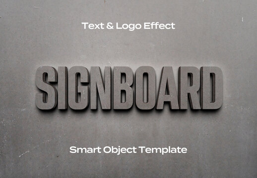 Concrete Texture Stone 3D Text Logo Style Effect Mockup Logotype Template Shape