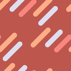 Abstract geometric pattern featuring pasteltoned rounded rectangles on a terracotta background.