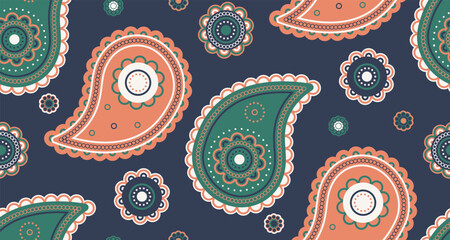 Curled paisley by indian invitation. Cool botanical to geometric pattern. Modern art doodle embellishment.