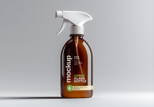Amber Glass Trigger Spray Bottle Mockup for Design and Branding Projects