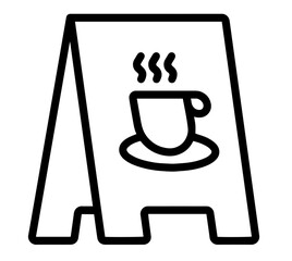 A-Frame Chalkboard Sign with Steaming Cup and Saucer – Café Street Menu, Hot Beverage Advertisement, Coffee or Tea Promotion