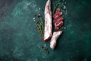 Salami sausage fuet with spice