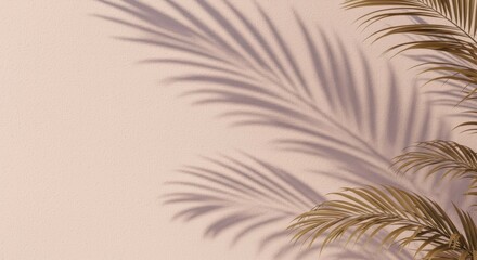 Obraz premium Palm Leaf Shadows on Textured Wall, Tropical Aesthetic