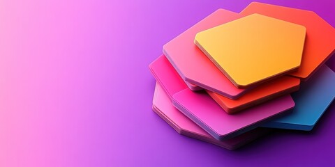Layered geometric shapes in vibrant colors