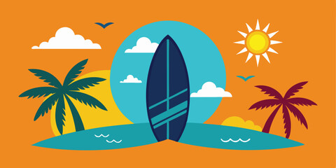 surfboard icon silhouette summer theme vector illustration