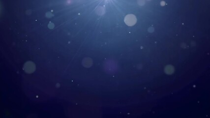 Glowing particles float in dark blue space with soft light and bokeh effects creating calm mood - Powered by Adobe