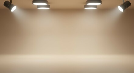 Illuminated Wall with Spotlights and Recessed Lighting Fixtures