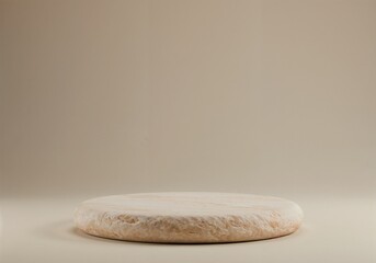 Minimalist Beige Stone Pedestal podium on Neutral Background Natural Display Stand Mockup, Ideal for product display mockups, branding, packaging design, editorial visuals, fashion or makeup products