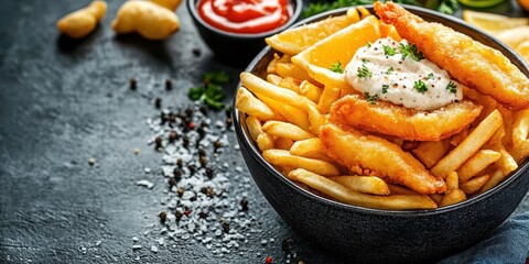 Fish and chips food banner
