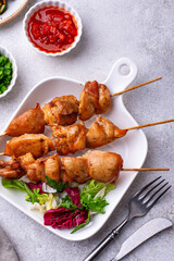 Chicken skewers kebab with vegetables