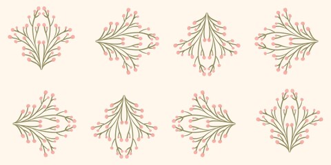 Seamless watercolour and unique floral pattern background for covers, notes, Soft backgrounds colour. Watercolour art work. Flower stalk. Pink flower. 