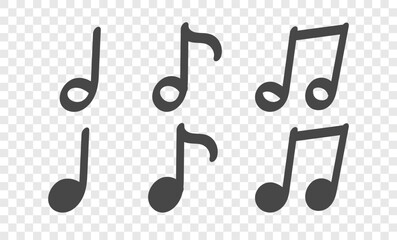 Hand drawn music notes. Pen brush illustration. Vector