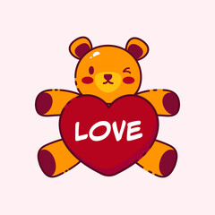 teddy bear with heart Illustration vector 