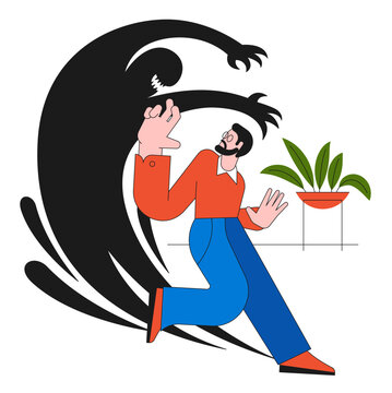 The man is running away from his scary shadow