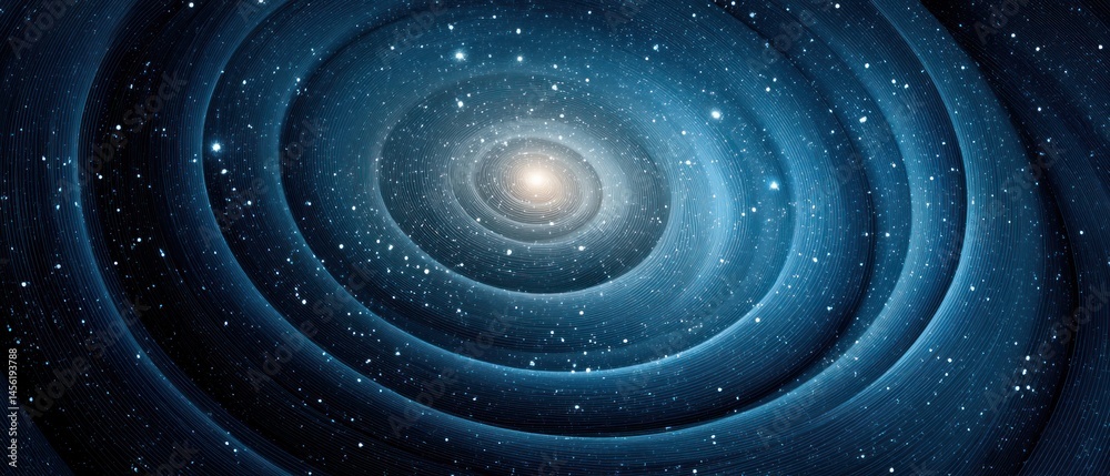 Fototapete An endless spiral galaxy with luminous stars creating a cosmic swirl effect with a bright center and circular depths, full of wonder and exploration.