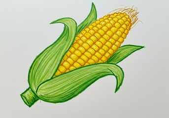 Corn Crayon Drawing