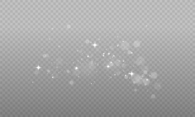 Special white lens flare light with bokeh, sparkling glow, radiant flash, and golden shimmer. Magic glitter particles, glowing rays, and abstract burst on transparent background. Vector illustration.
